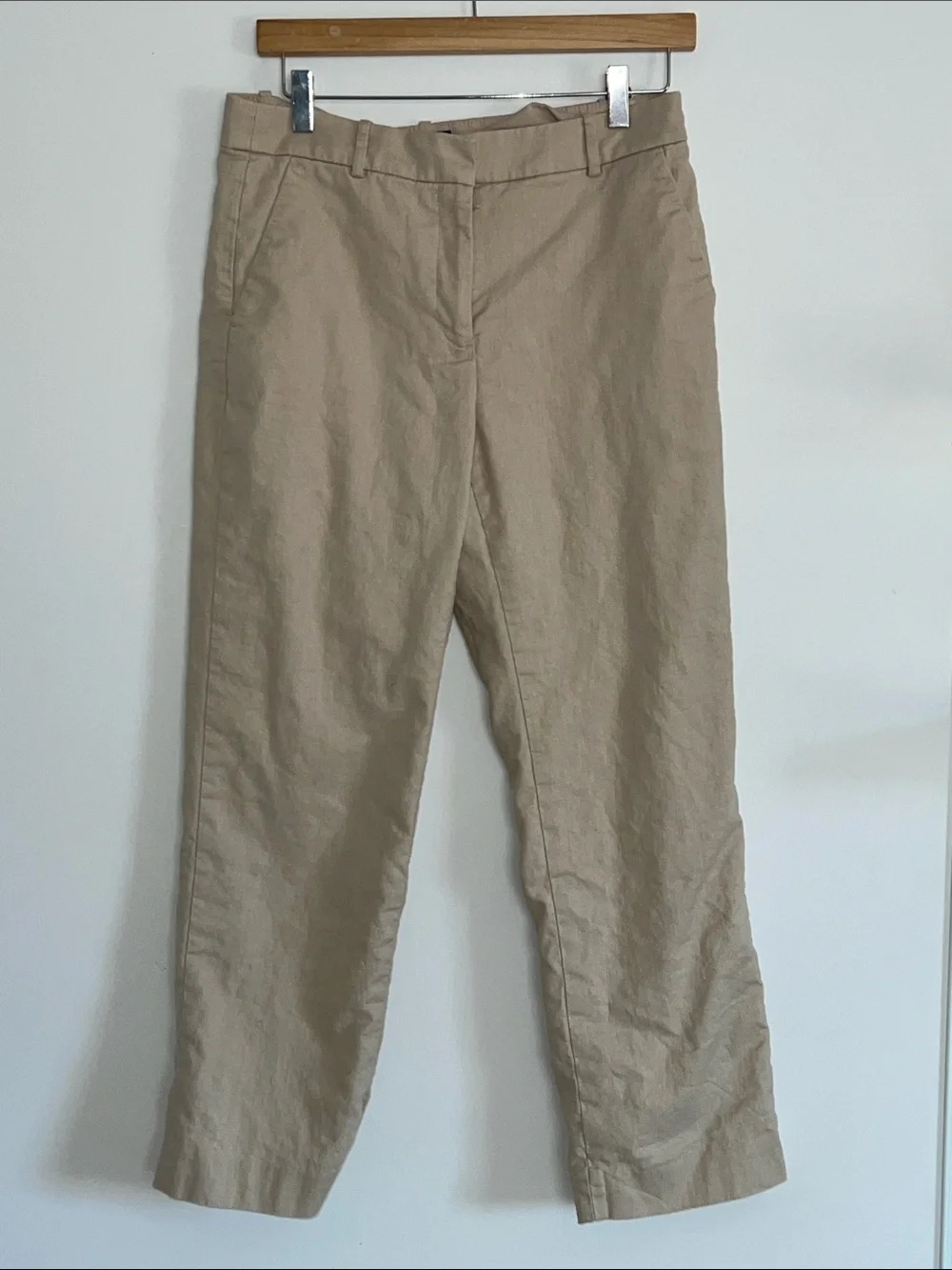 J. Crew Kallie Pant linen blend beige straight leg casual pants womens size 8